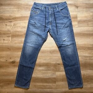 Diesel Jogg Jeans Men 32 Blue Krooley-E-NE Tapered Stretch Distressed 069NE